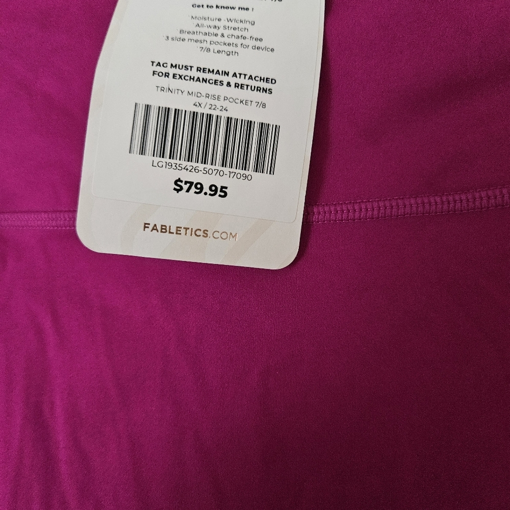 2/$50 Fabletics Trinity Midrise Pocket Leggings Size 4x NWT - Picture 7 of 7